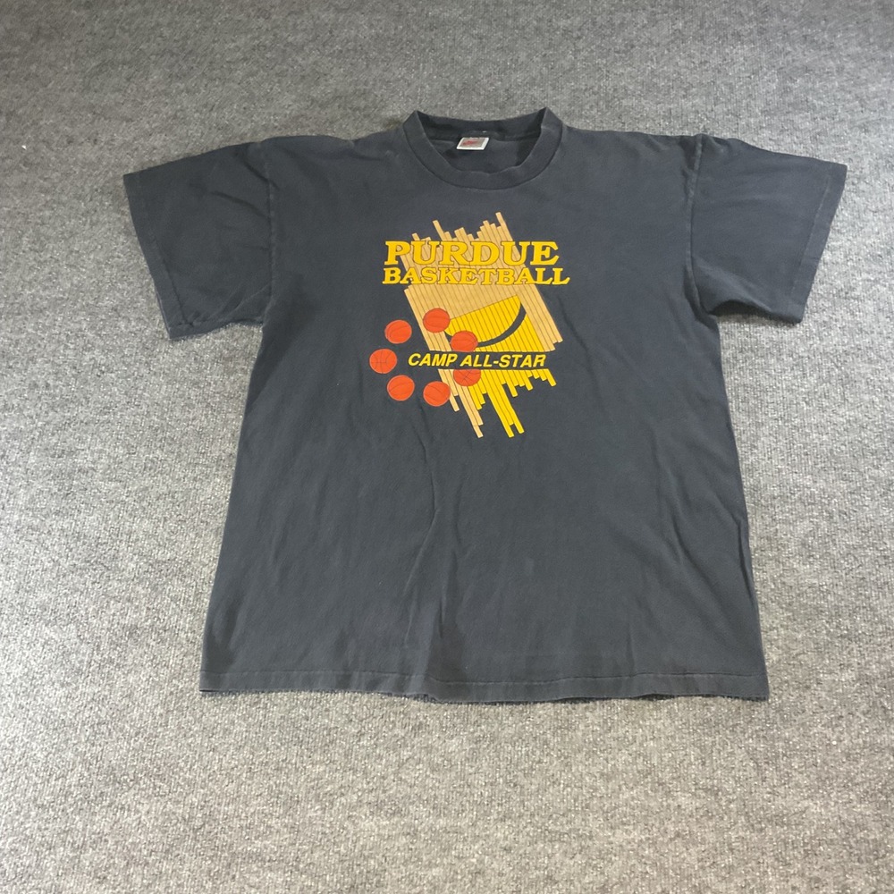 Vintage Nike Purdue Basketball Camp All-Star T-Shirt XL Black 90s Made in USA